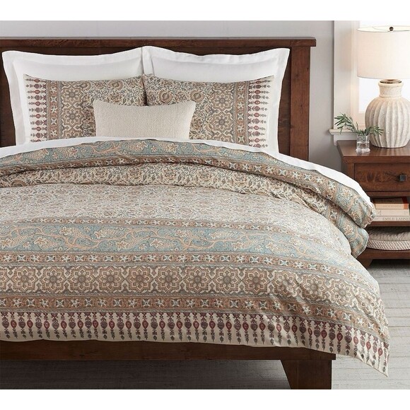 Pottery Barn Selena Kalamkari King Size Cotton Duvet Cover & Two Standard Shams - Picture 1 of 13